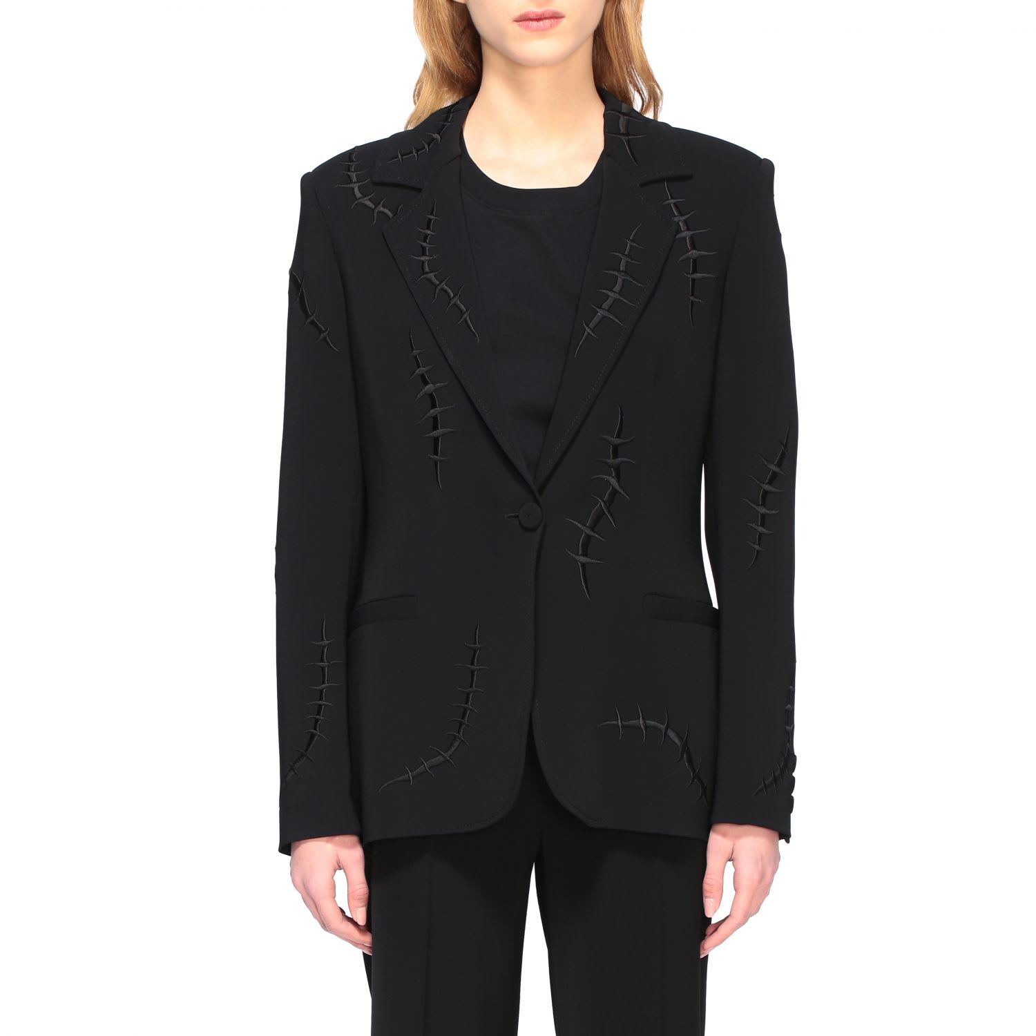 Moschino Couture Single-breasted Cady Jacket With Scars In Black