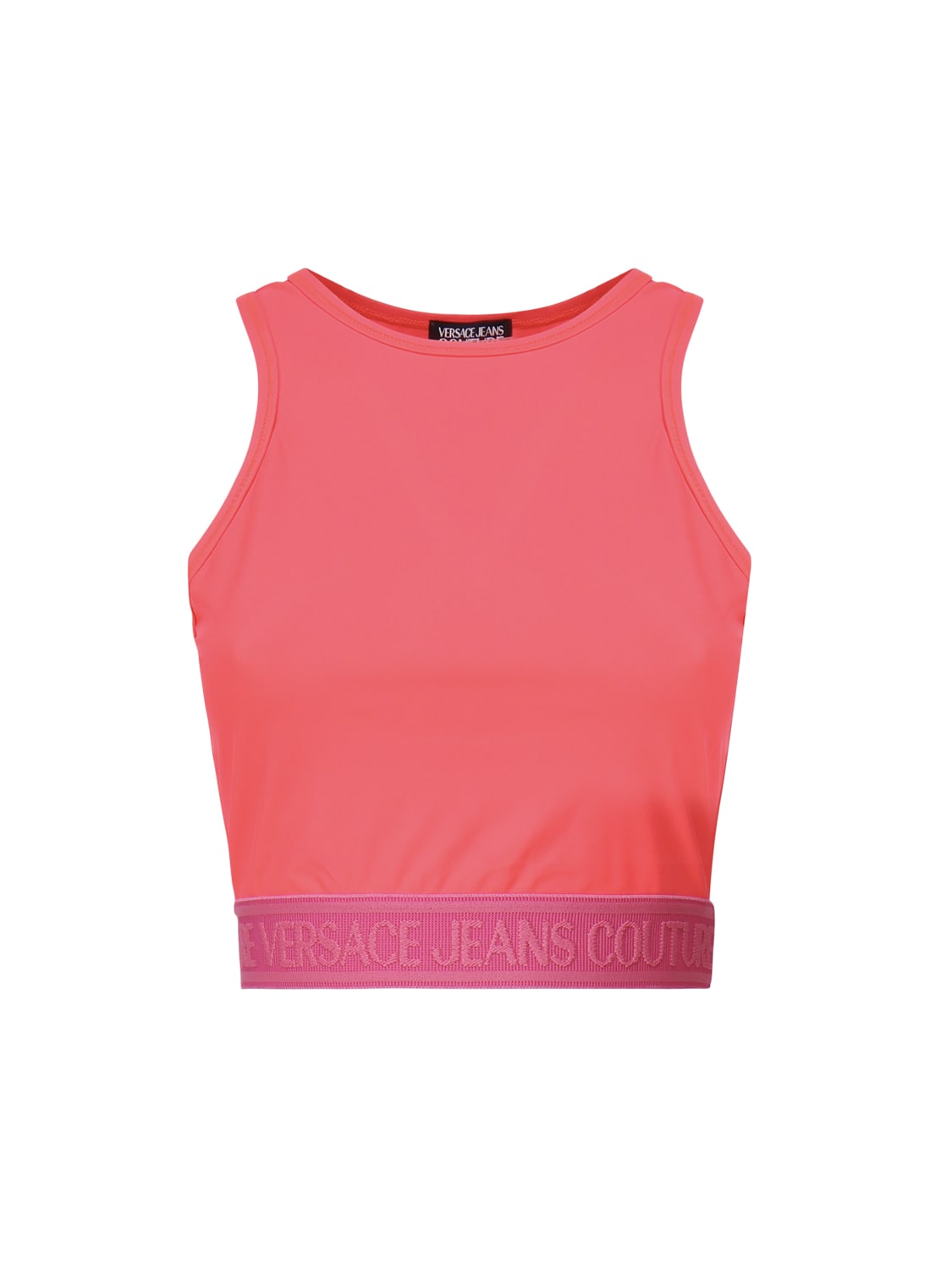 Shop Versace Jeans Couture Jogging Top With Logo Band In Pink & Purple