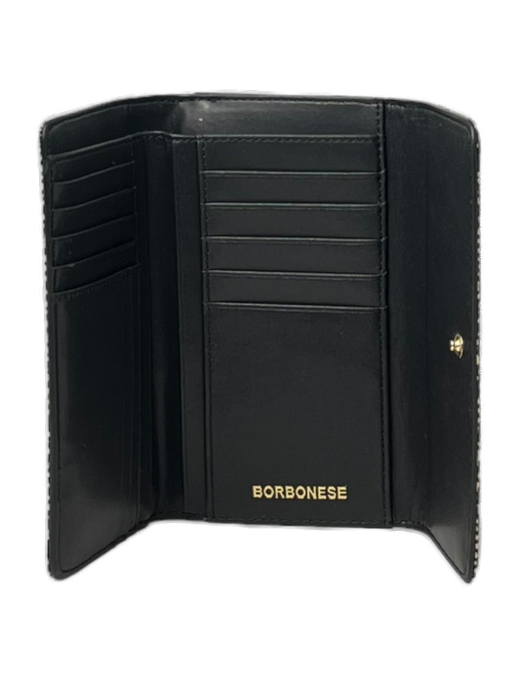 Borbonese Press Stud Fastened Medium Wallet In Op Naturale/nero