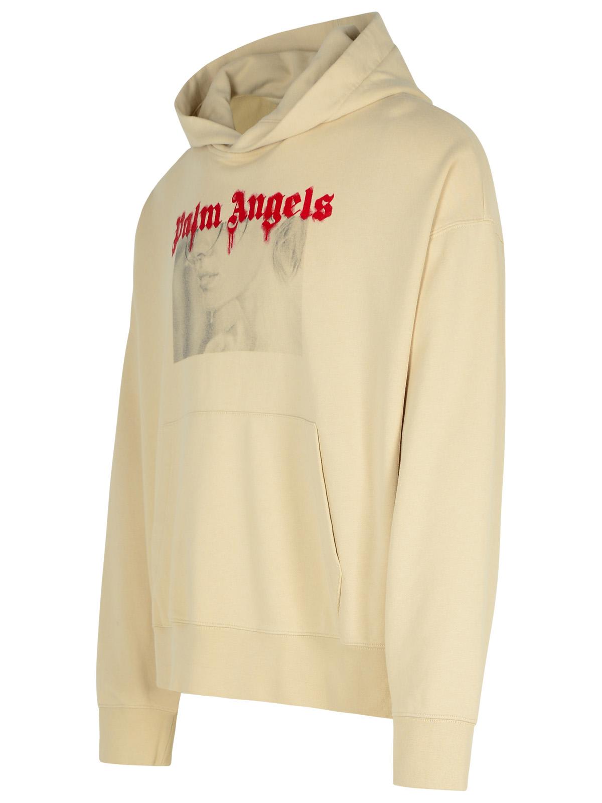 Shop Palm Angels Portrait Beige Cotton Sweatshirt