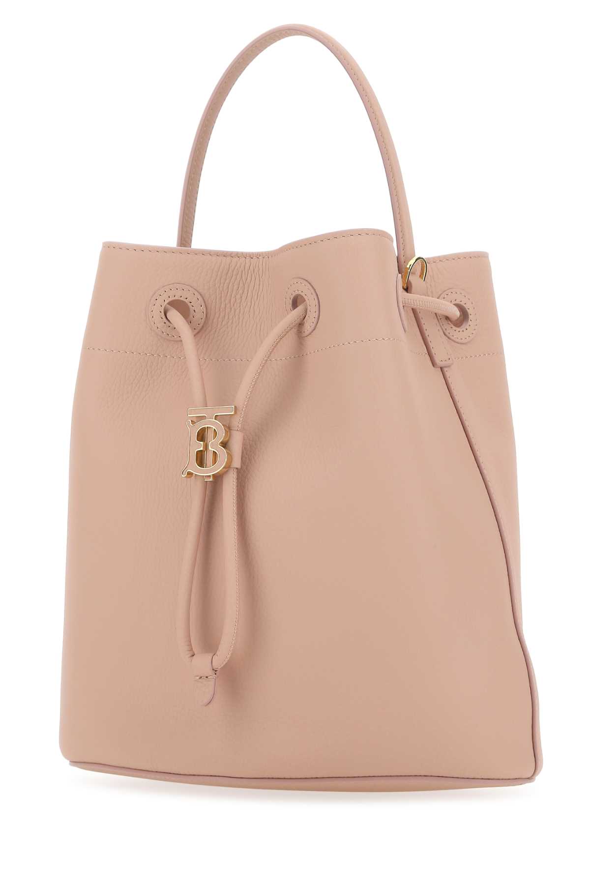 Burberry Pink Leather Small Tb Bucket Bag In A3661