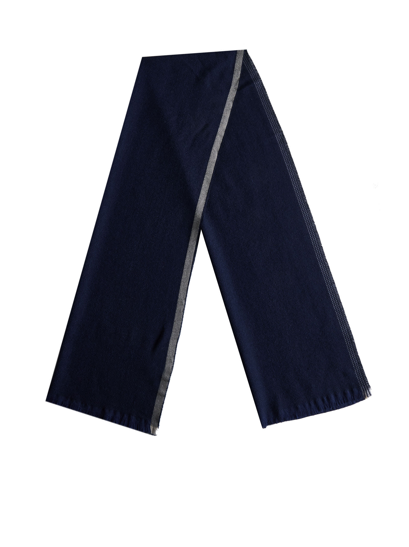 Brunello Cucinelli Scarf In Blue Brown Grey