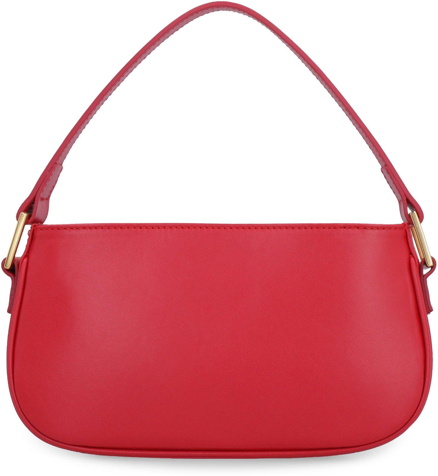 Shop Blumarine Logo Rhinestone Embellished Shoulder Bag In Red