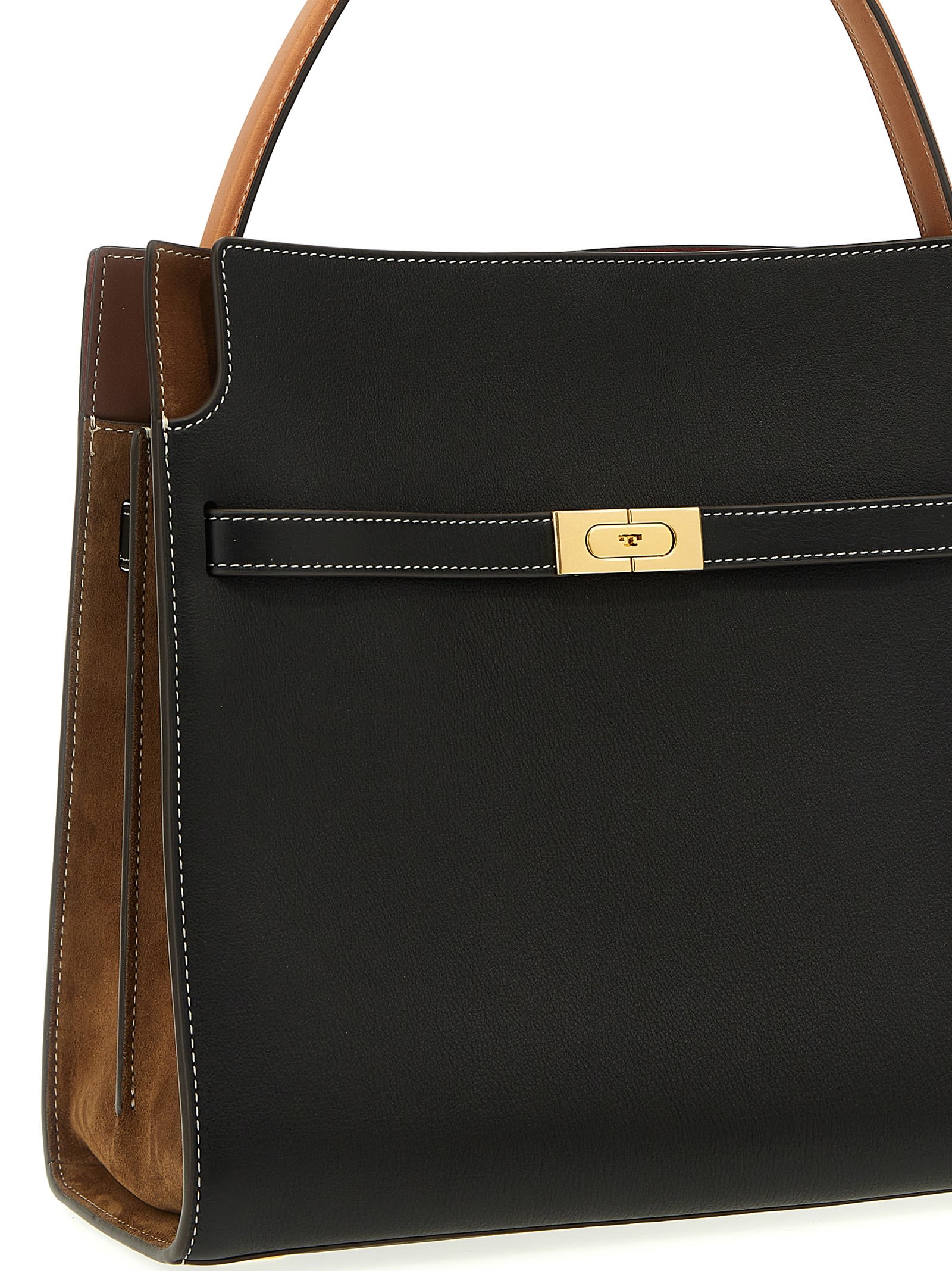 Shop Tory Burch Lee Radziwill Handbag In Black