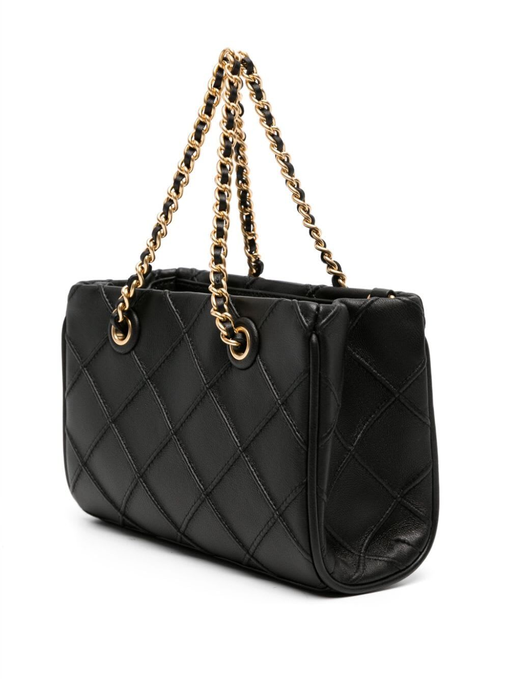 Shop Tory Burch Fleming Soft Mini Chain Tote In Black