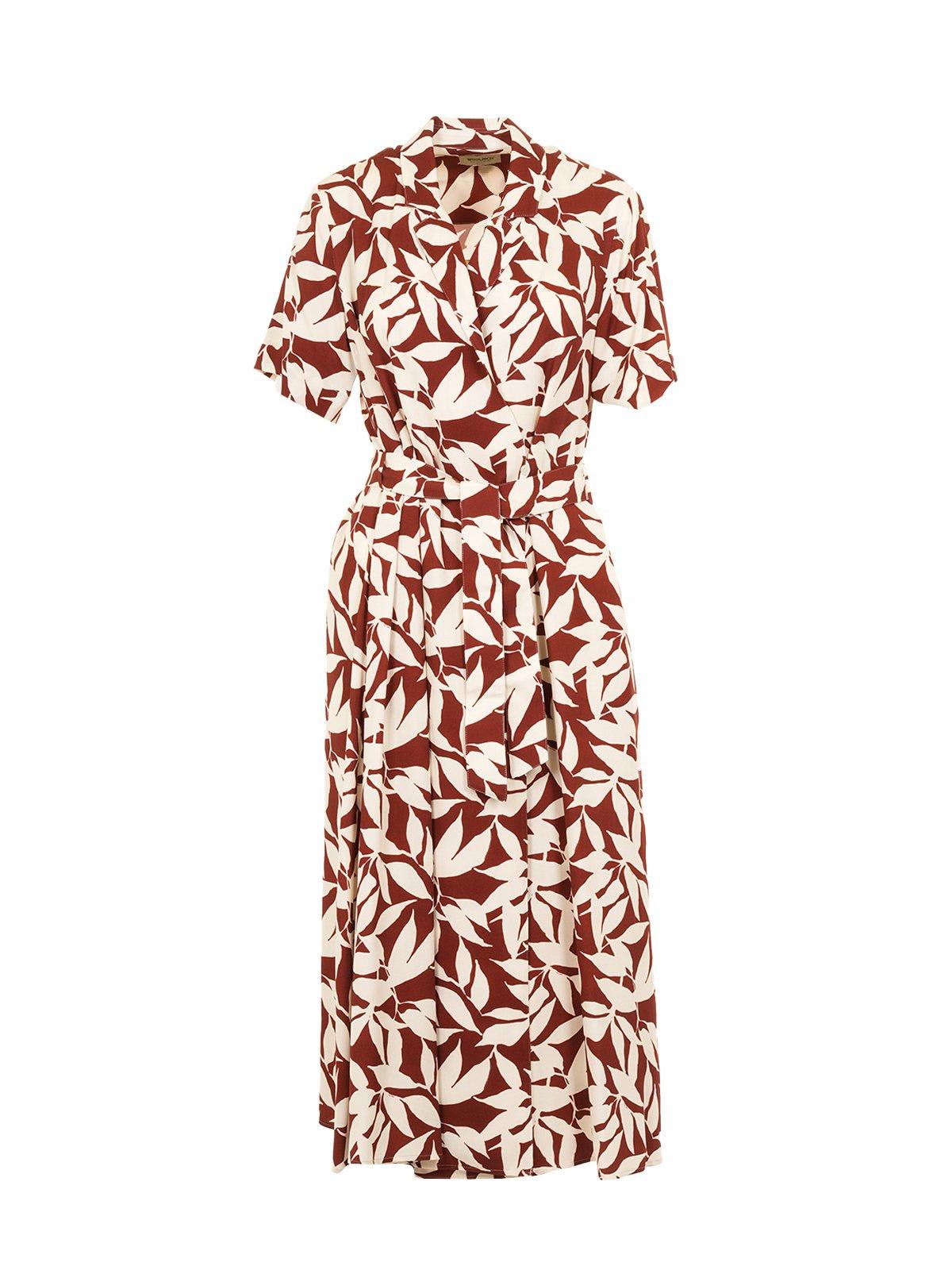 Short Sleeved Printed Midi Dress
