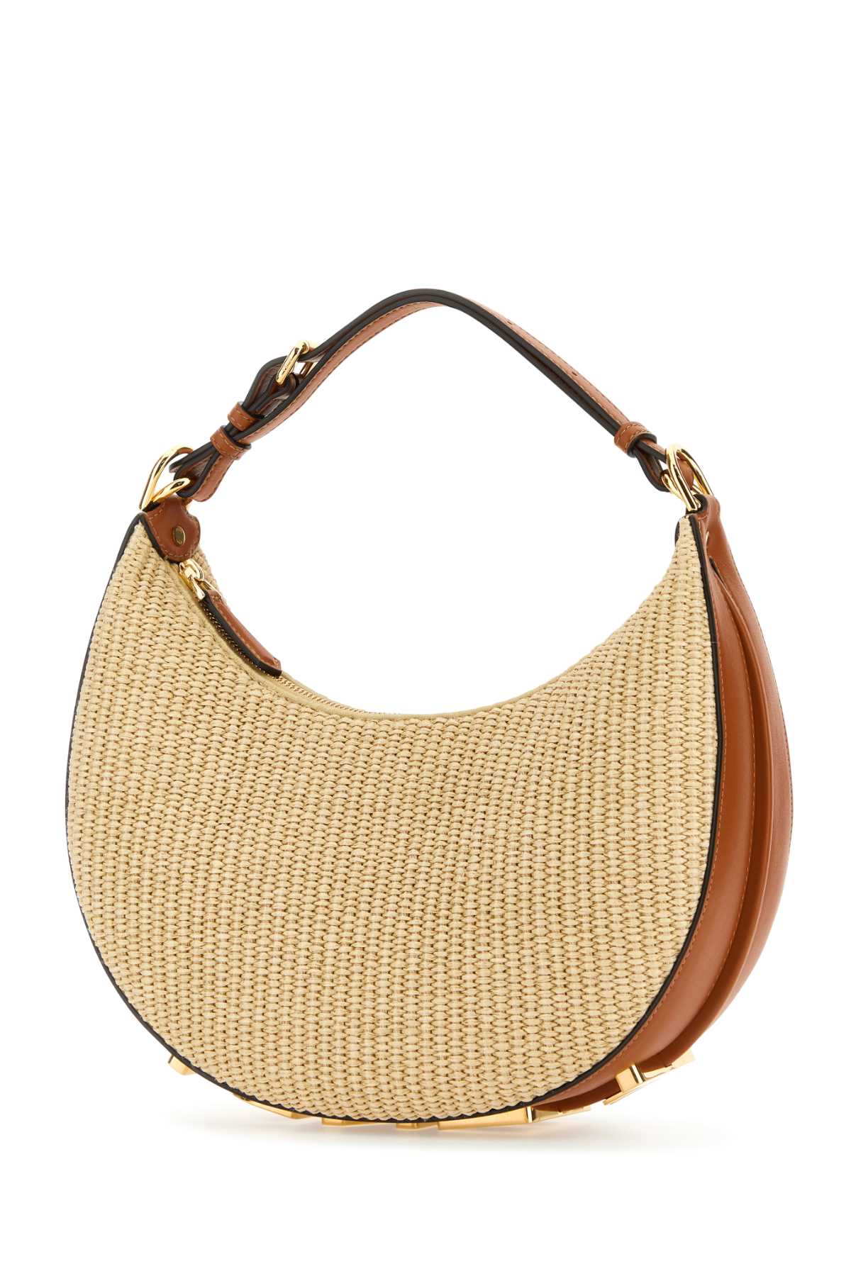 Shop Fendi Straw Small Graphy Handbag In Alchemybranovibos