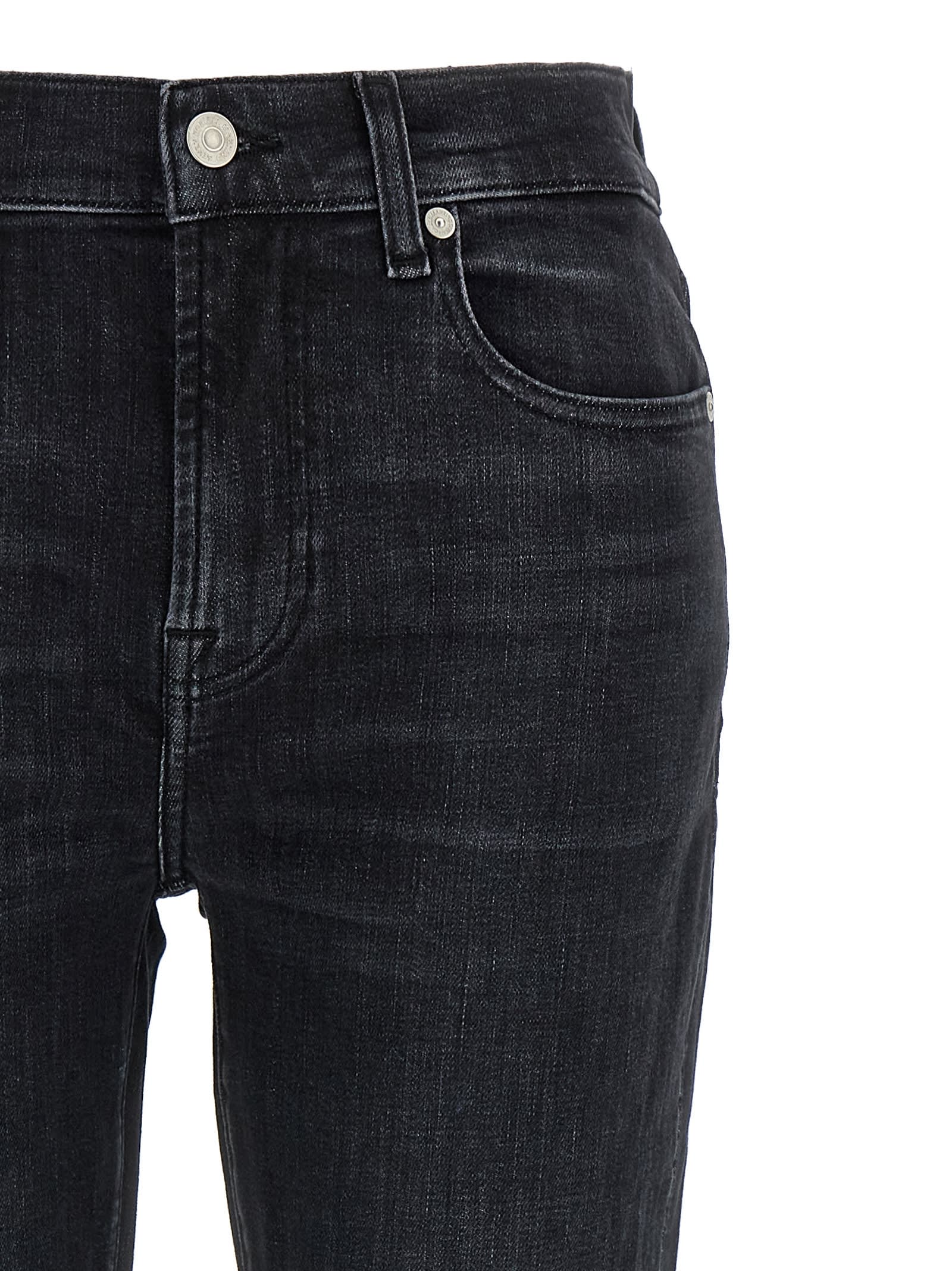7 For All Mankind Belt Loop Denim Trousers In Black