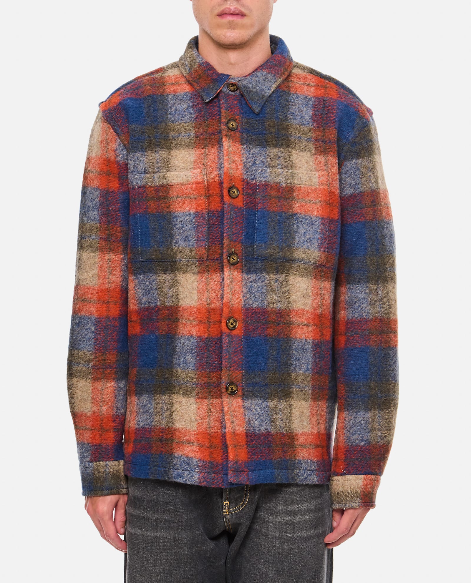 Shop Portuguese Flannel Parker Overshirt In Multicolour