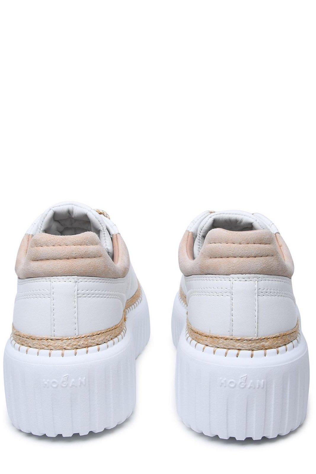 Shop Hogan H-stripes Platform Lace-up Sneakers  In White