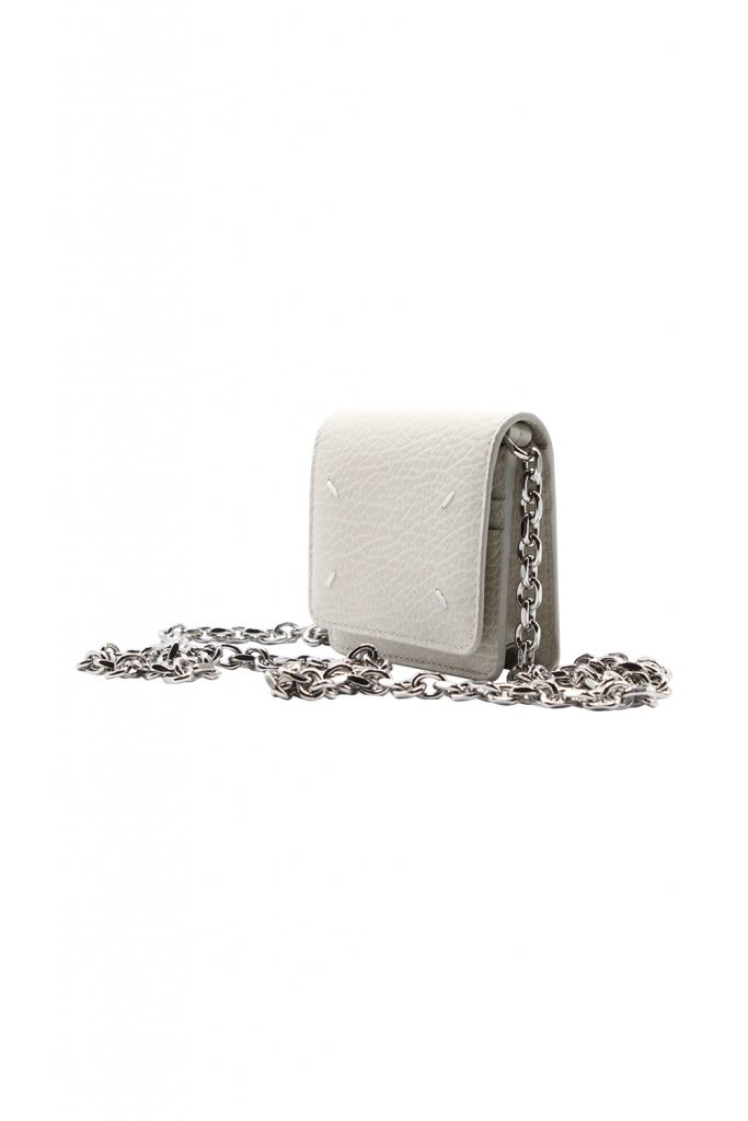 Shop Maison Margiela Grainy Leather Wallet Chain