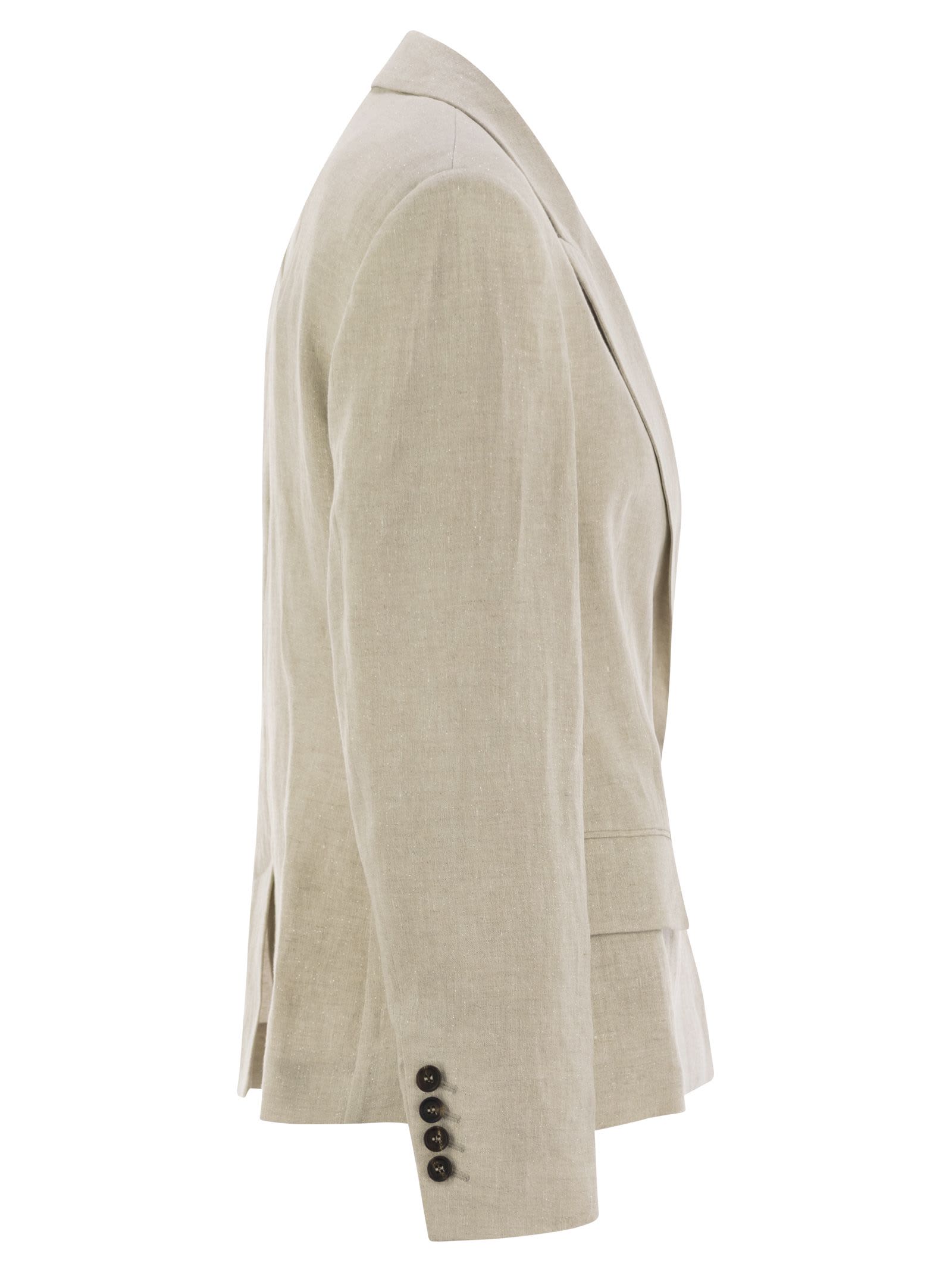 Brunello Cucinelli Women's Sparkling Linen Canvas Jacket With Jewellery In Beige