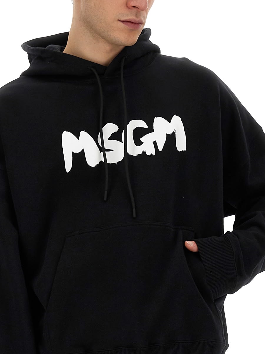 Shop Msgm Sweatshirt With Logo In Black