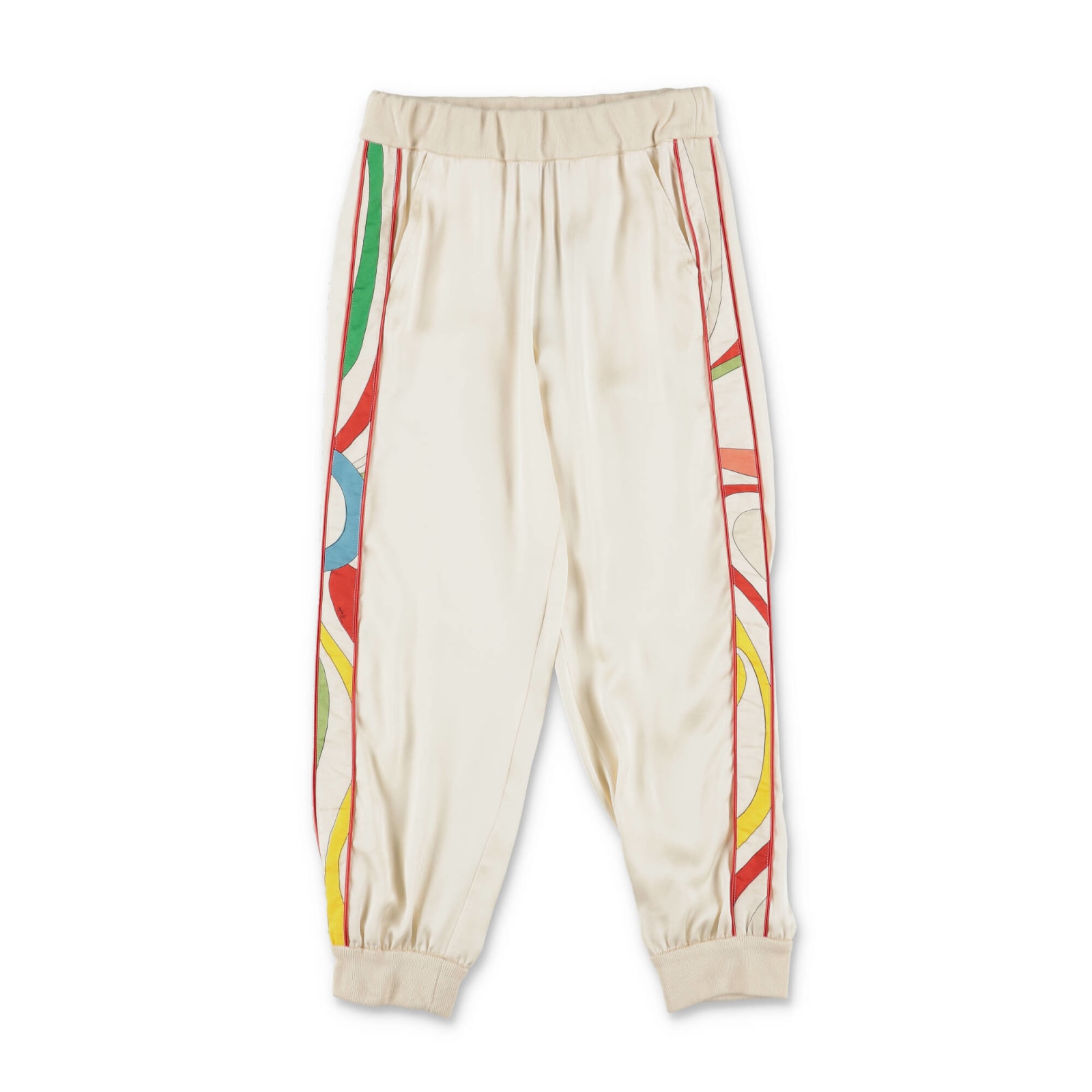 Emilio Pucci Kids'  Pantaloni Crema In Viscosa Bambina