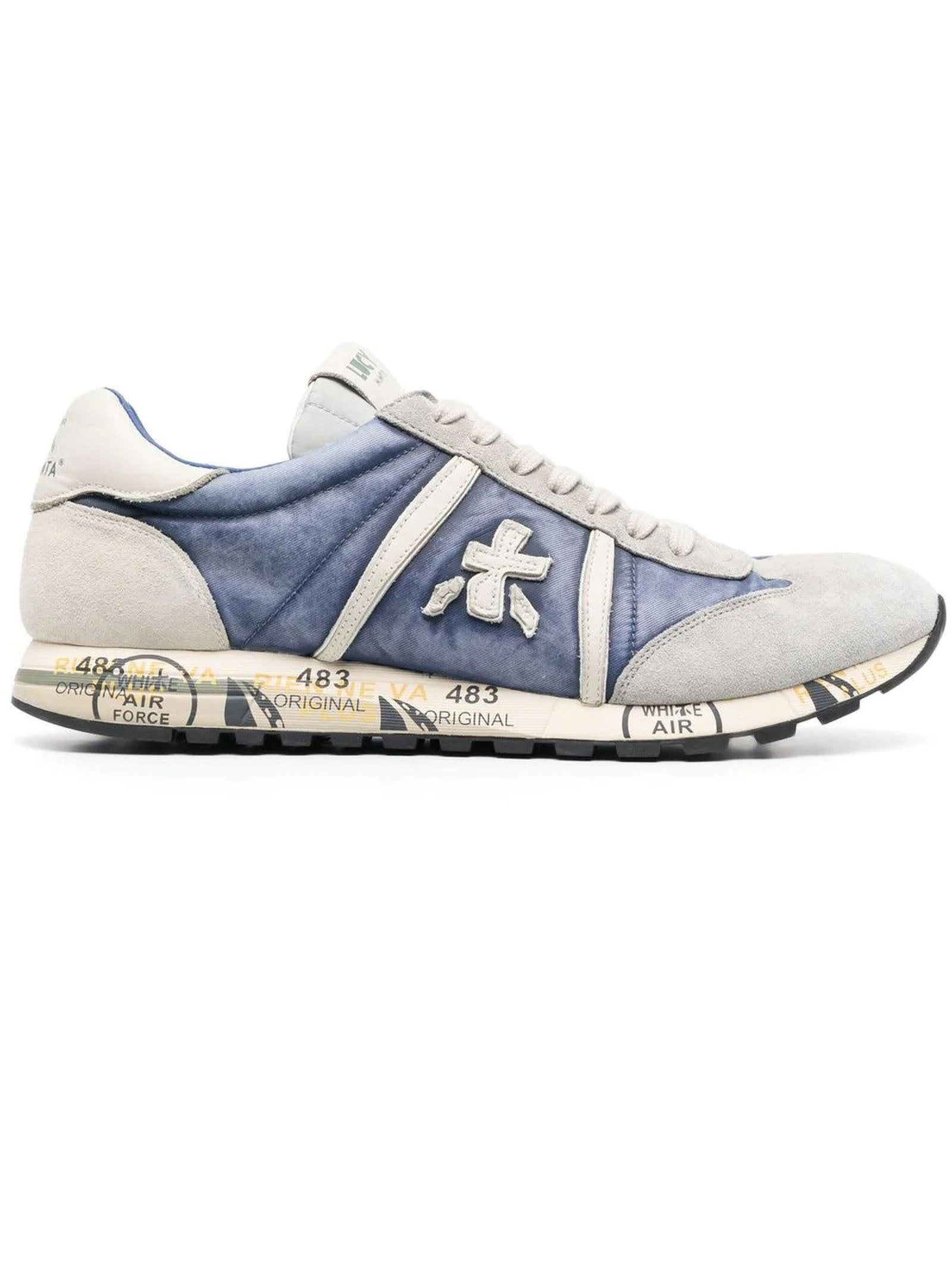 PREMIATA GREY AND BLUE LUCY SNEAKERS