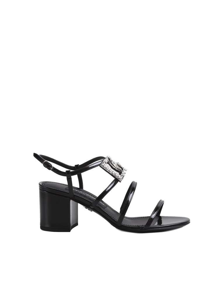 Dolce & Gabbana Leather Sandals With Rhinestone Inserts