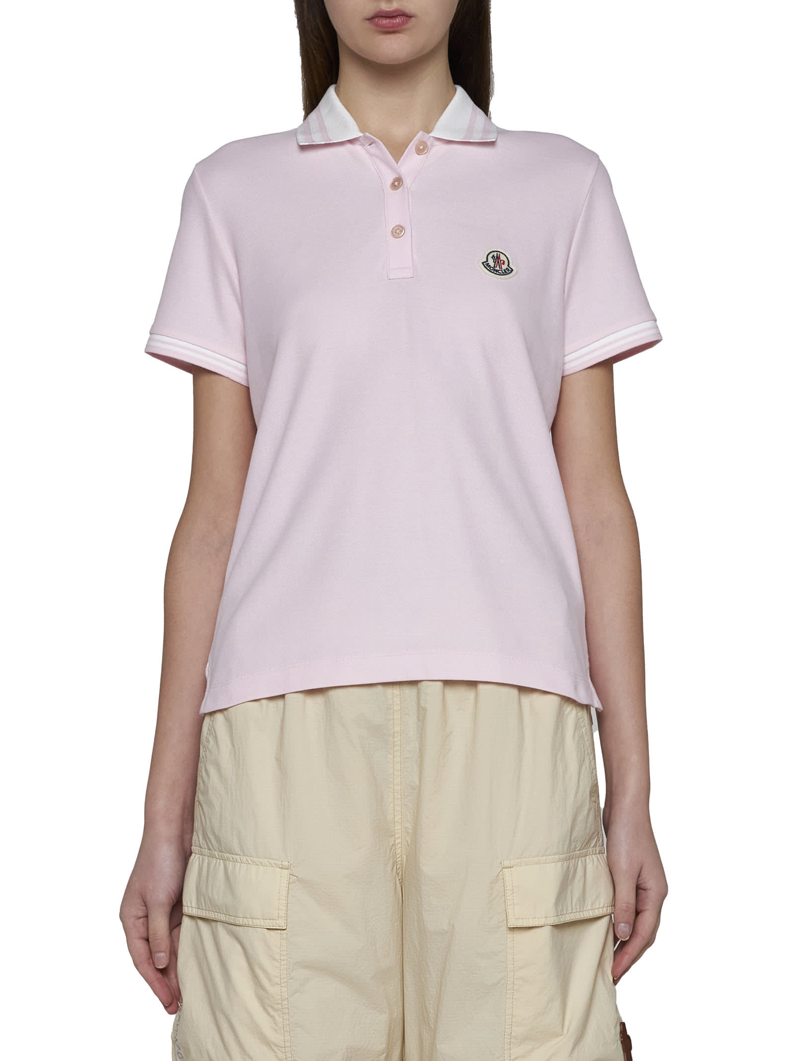 Shop Moncler Polo Shirt In Rosa