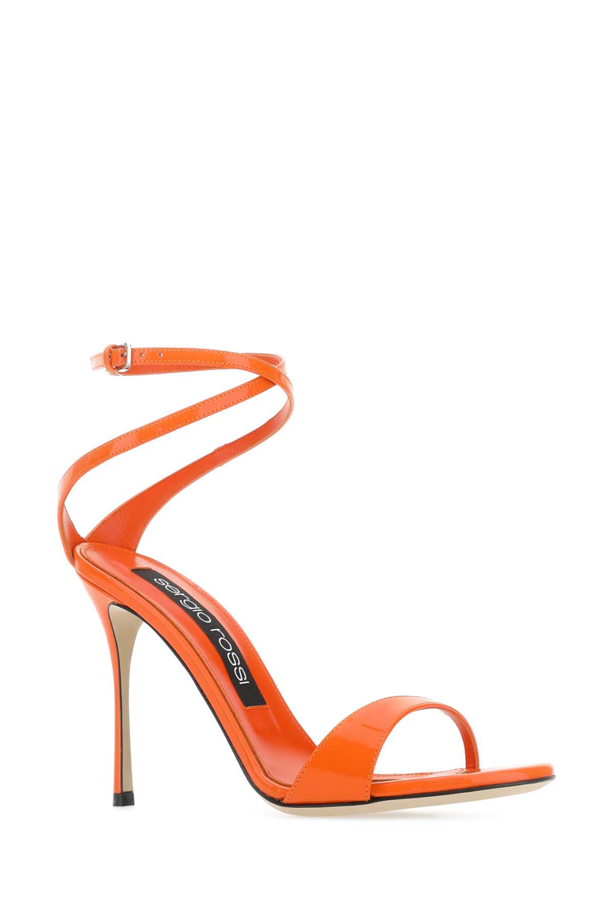 Shop Sergio Rossi Orange Leather Godiva Sandals