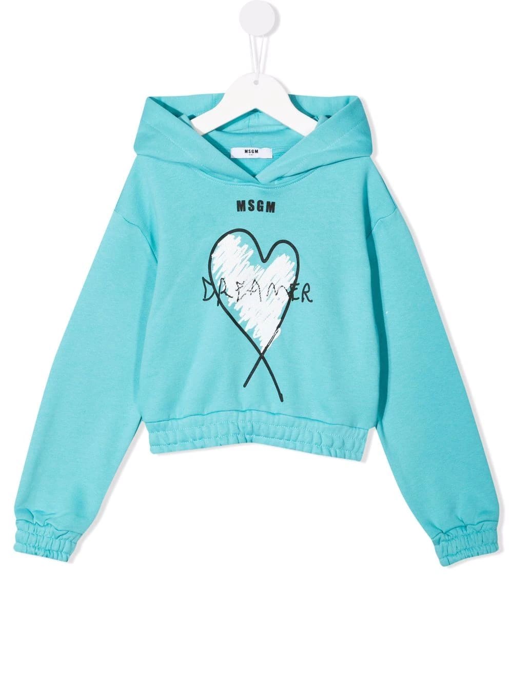 MSGM Kids Turquoise Hoodie With Logo And Dreamer Print