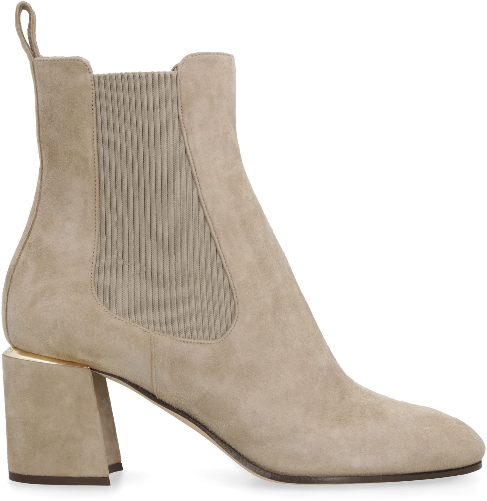 Shop Jimmy Choo The Sally 65 Suede Chelsea Boots In Taupe