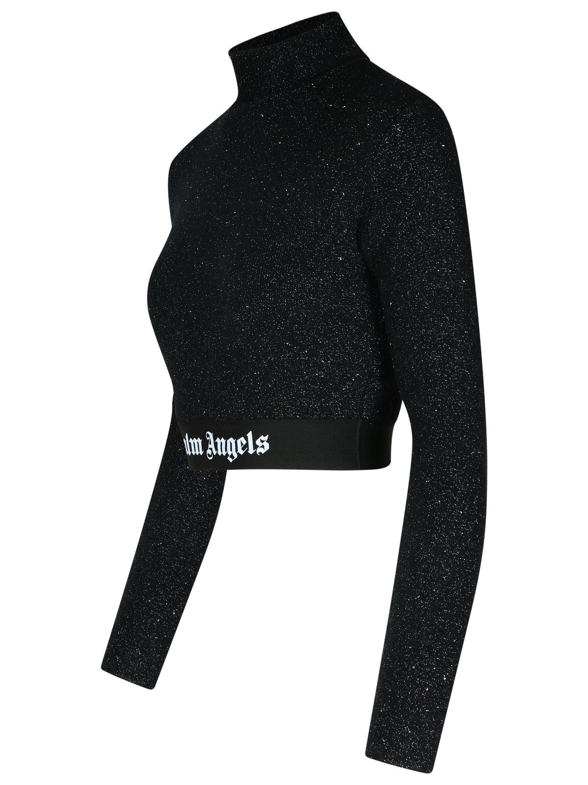 Shop Palm Angels Crop Top In Black Viscose Blend