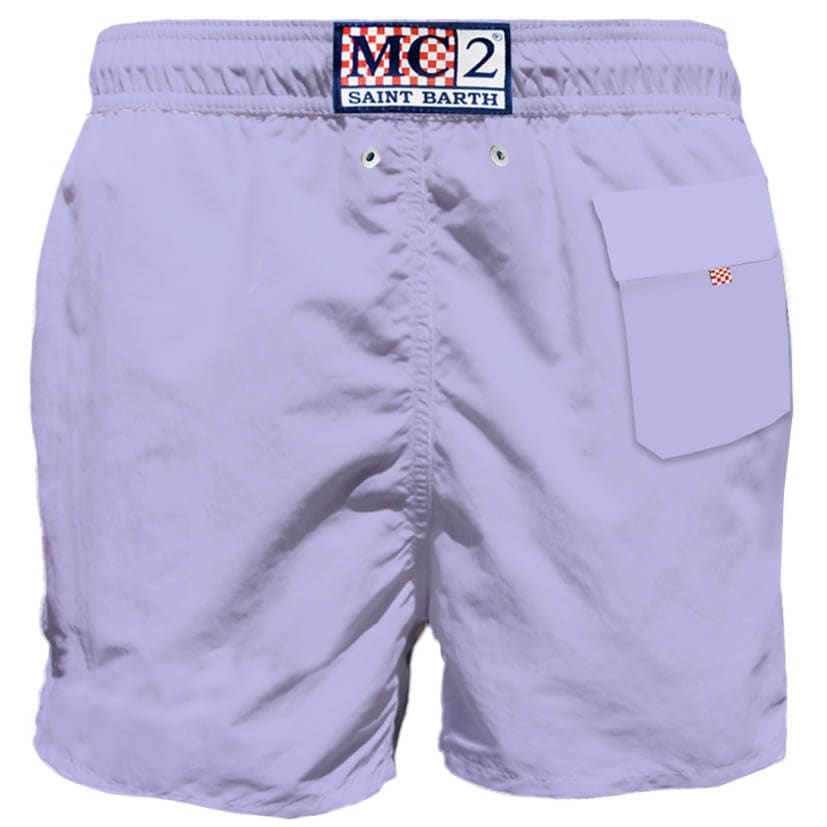 Shop Mc2 Saint Barth Lilac Man Swim Shorts With Pocket In Purple