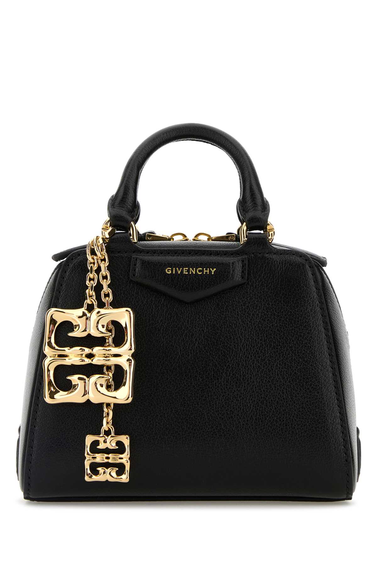 Black Leather Nano Antigona Cube Handbag