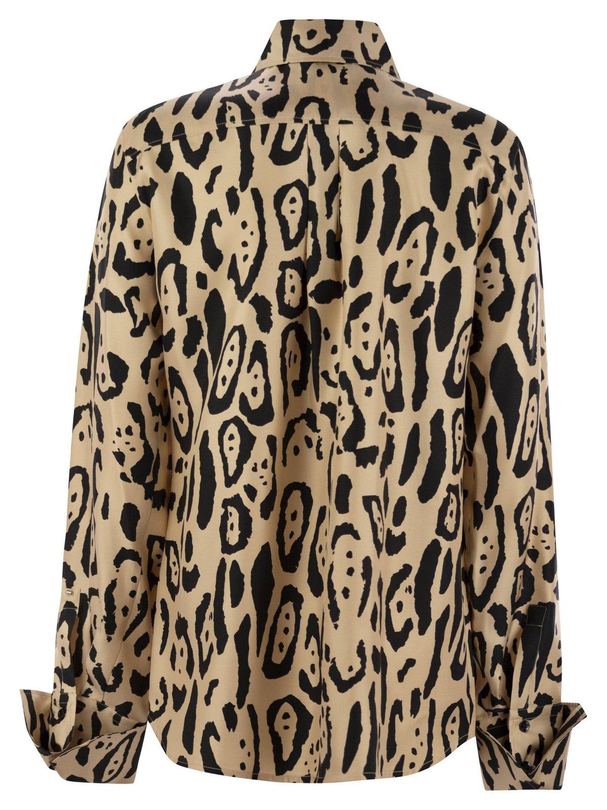 Sportmax Armony Animal Patterned Long-sleeved Shirt In Animalier