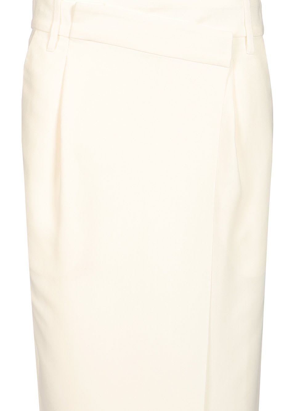 Brunello Cucinelli Fluid Linen Blend Twill Long Skirt In Natural
