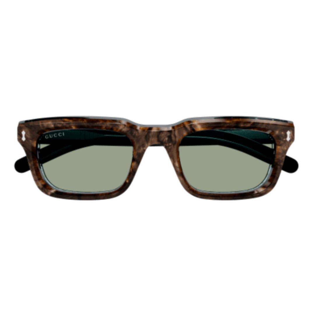 Shop Gucci Rectangular Frame Sunglasses In 003 Blue Blue Green