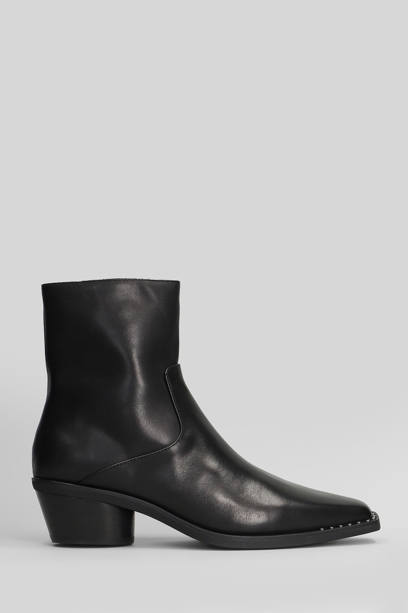 Ash Hasley High Heels Ankle Boots In Black Leather In Black