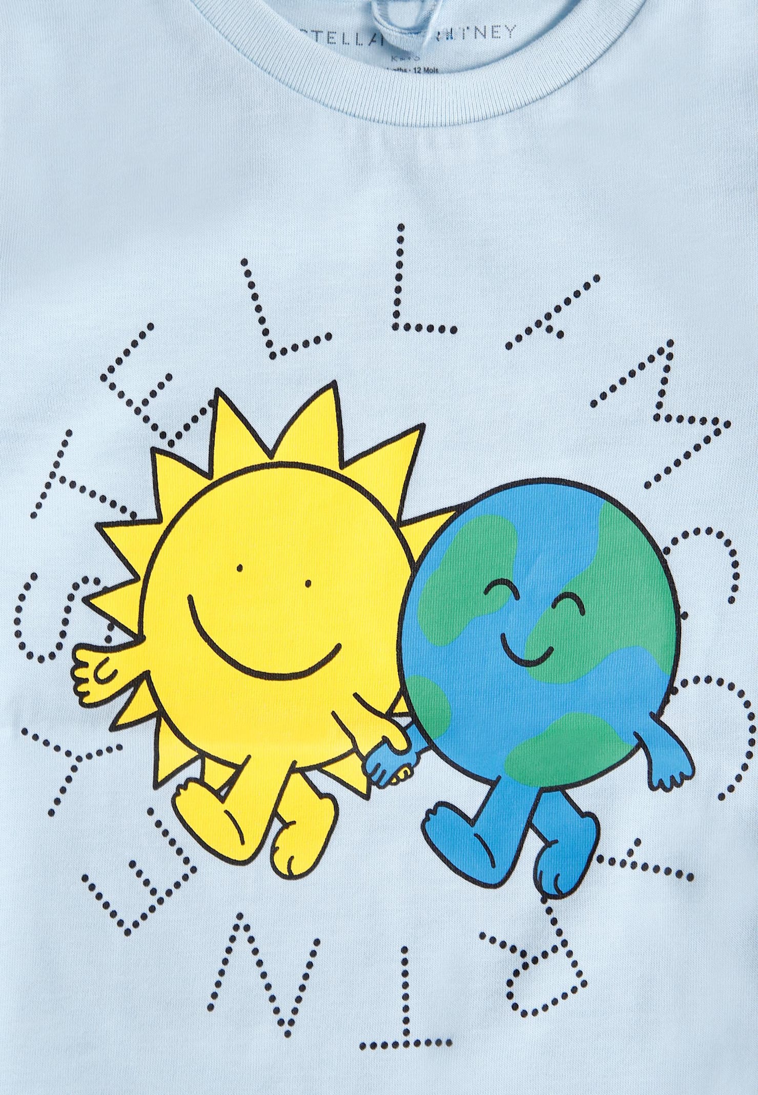 Stella Mccartney Light Blue T-shirt For Baby Boy With Sun In Blue