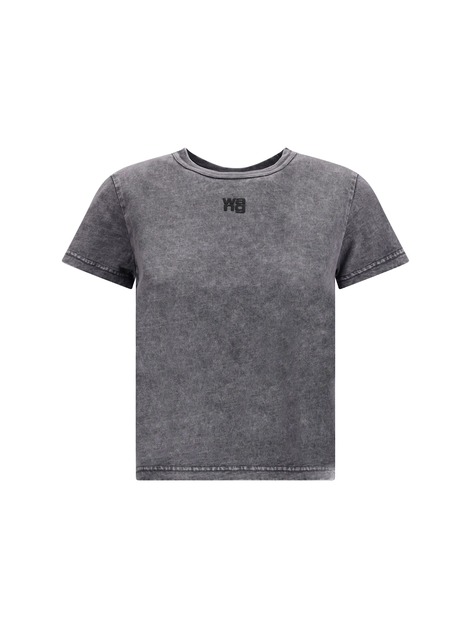 Alexander Wang Logo-embroidered Cotton Top In Gray