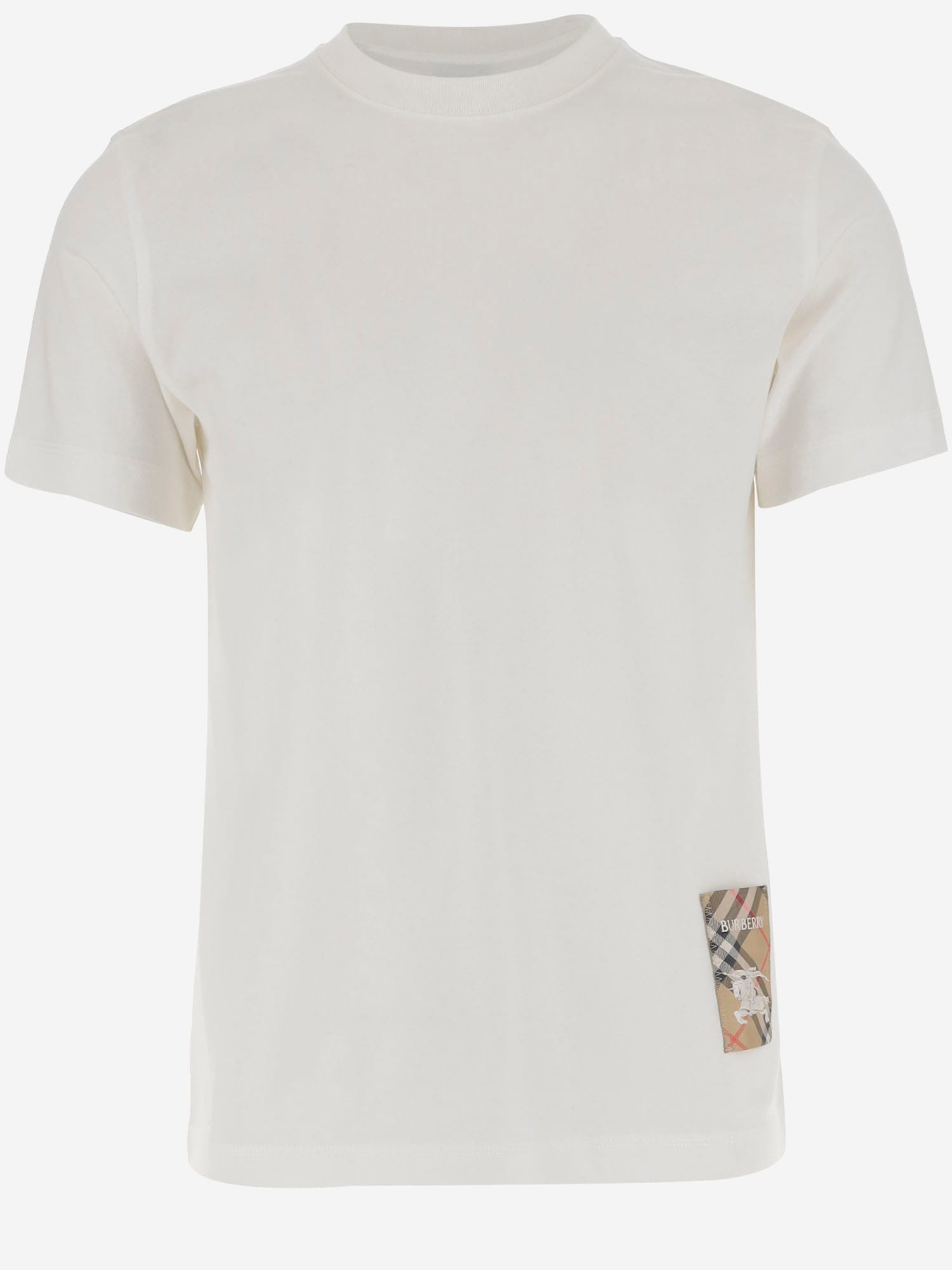 Cotton T-shirt With Check Applique