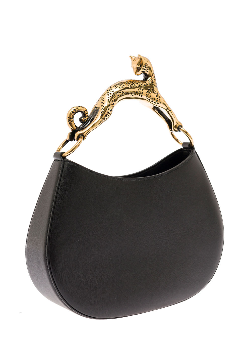 Shop Lanvin Hobo Cat Black Leather Handbag  Woman