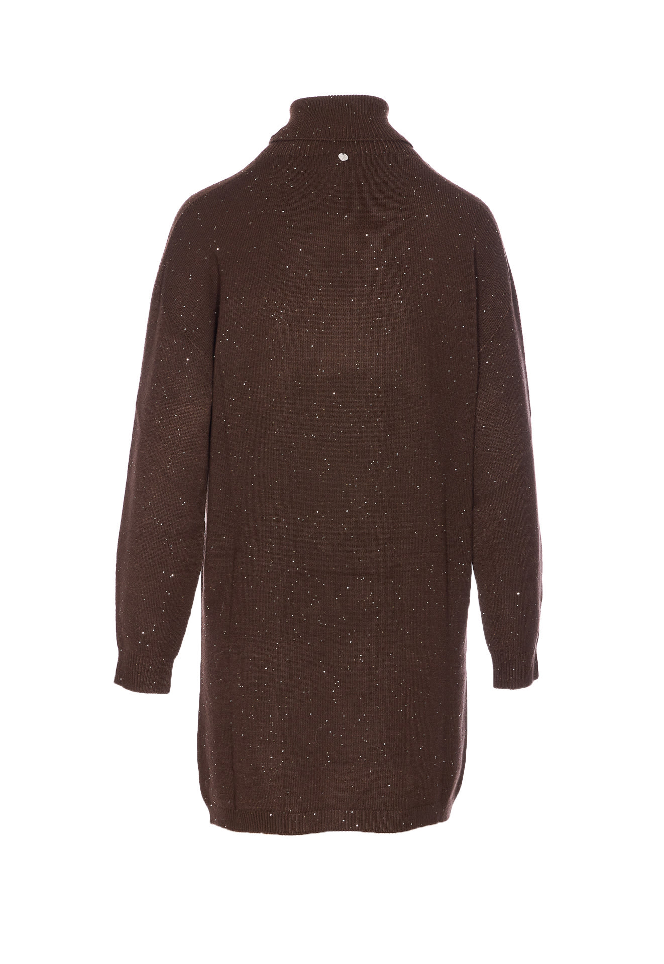 Liu •jo Sequined High Neck Midi Dress In Brown