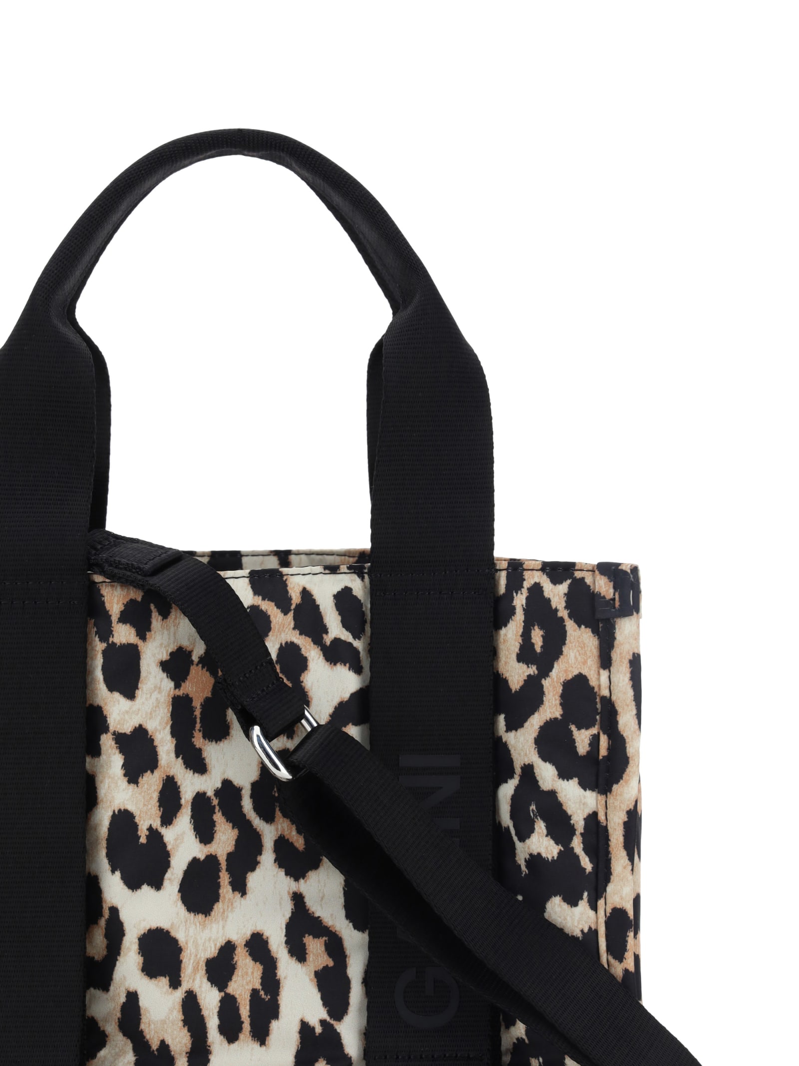 Shop Ganni Recycled Tech Tote Bag In Leopard