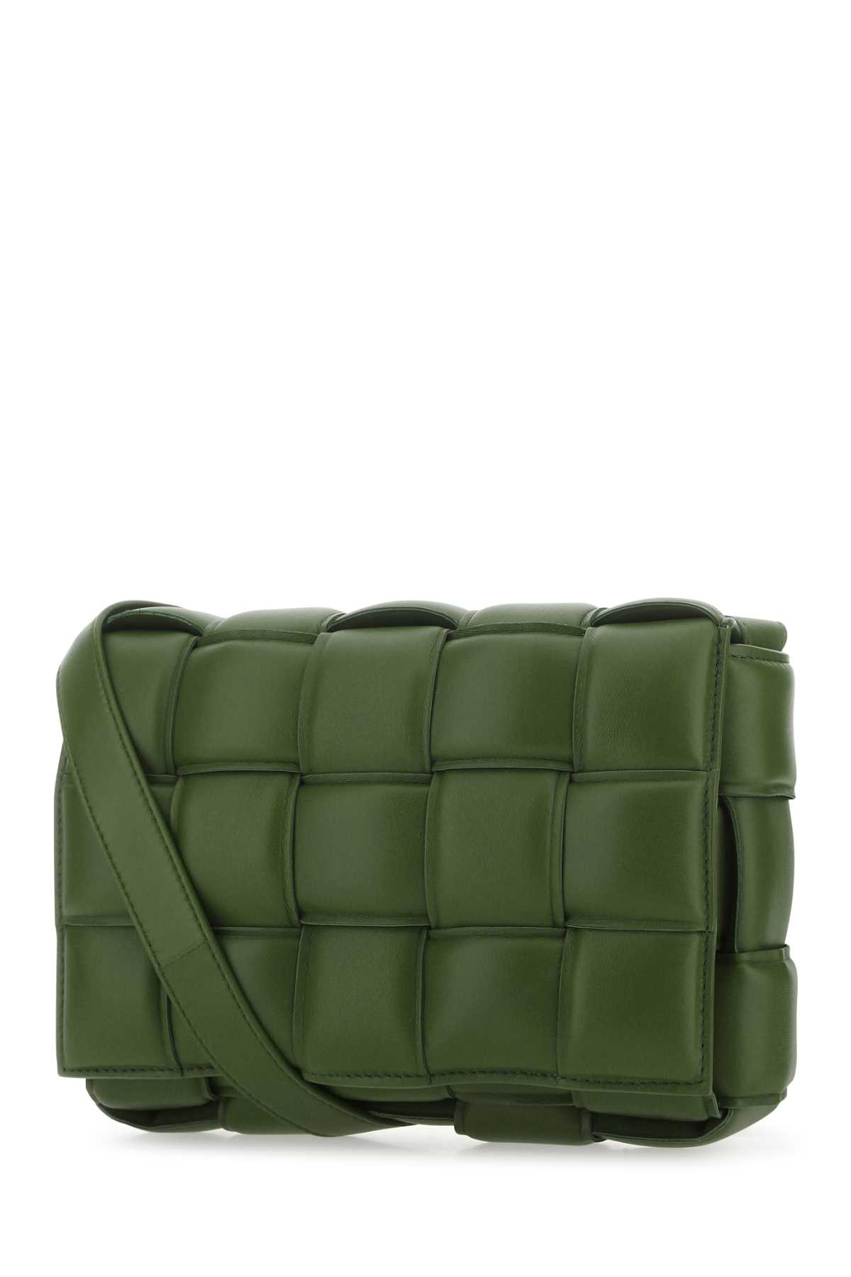 Shop Bottega Veneta Military Green Nappa Leather Small Padded Cassette Crossbody Bag In 3141
