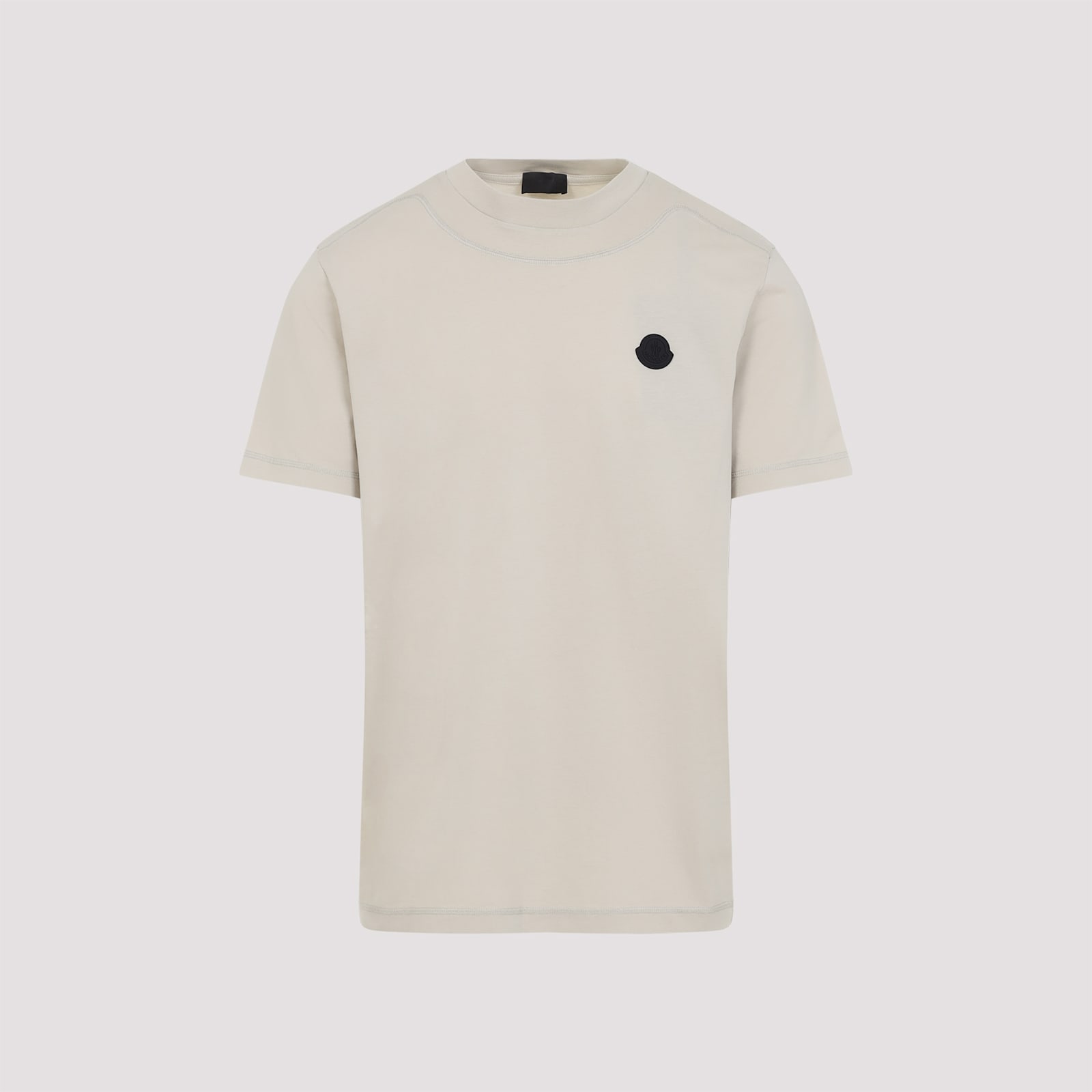 Moncler Cotton Jersey T-shirt With Contrasting Logo Patch In Gray