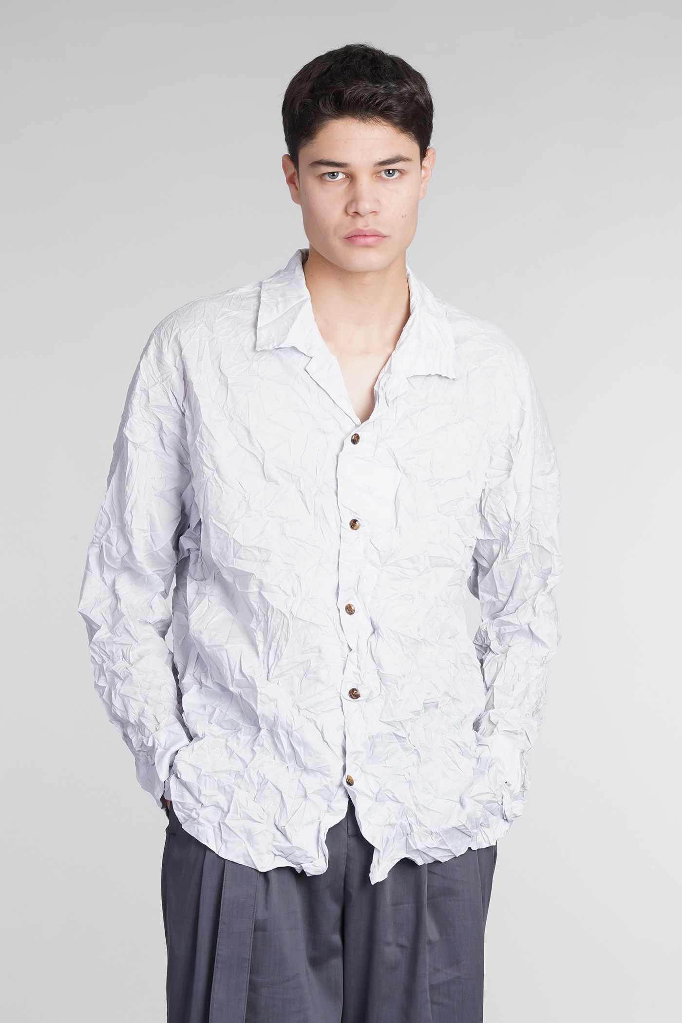 Attachment Gray Wrinkled Shirt In Grey