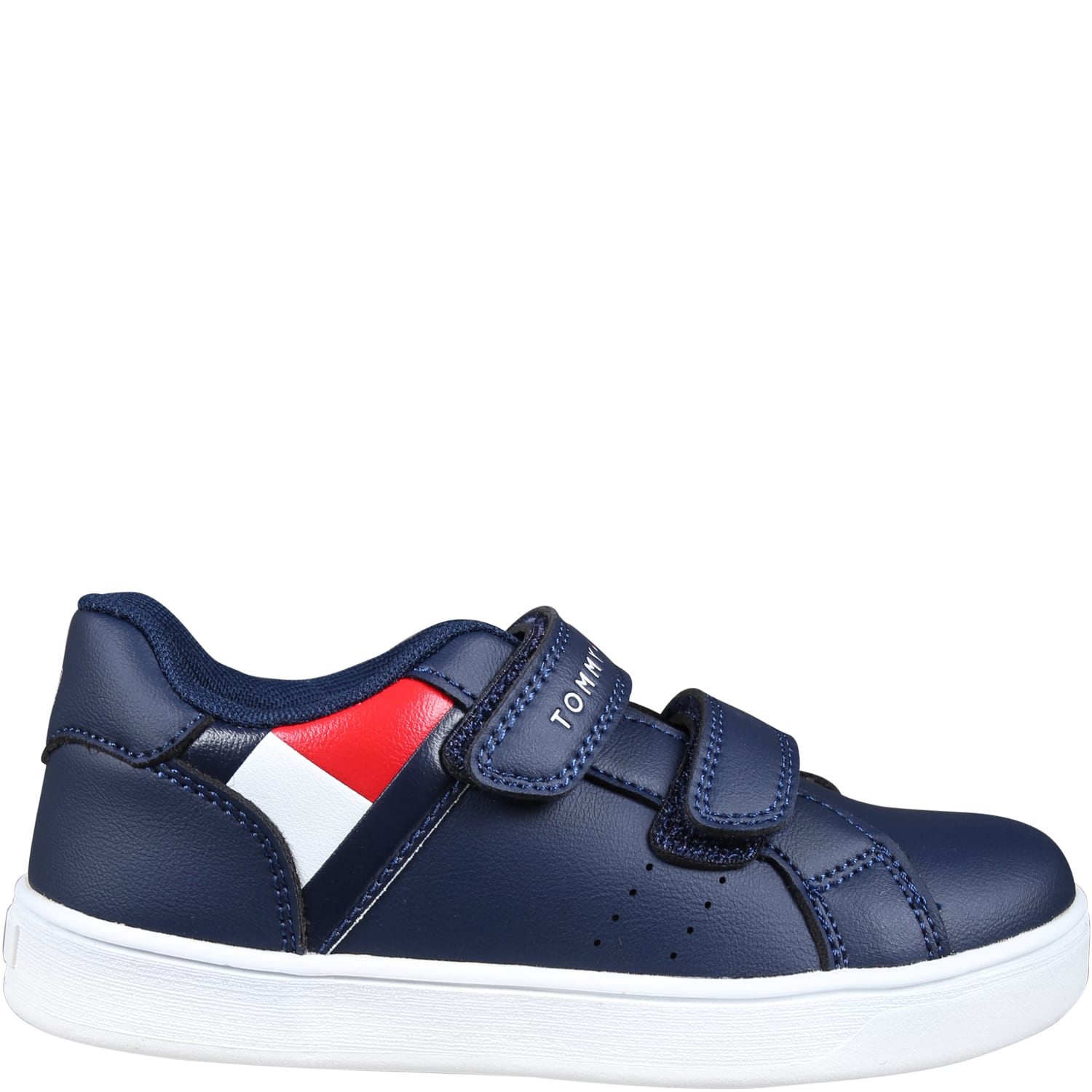 Shop Tommy Hilfiger Blue Sneakers For Kids With Flag And Logo