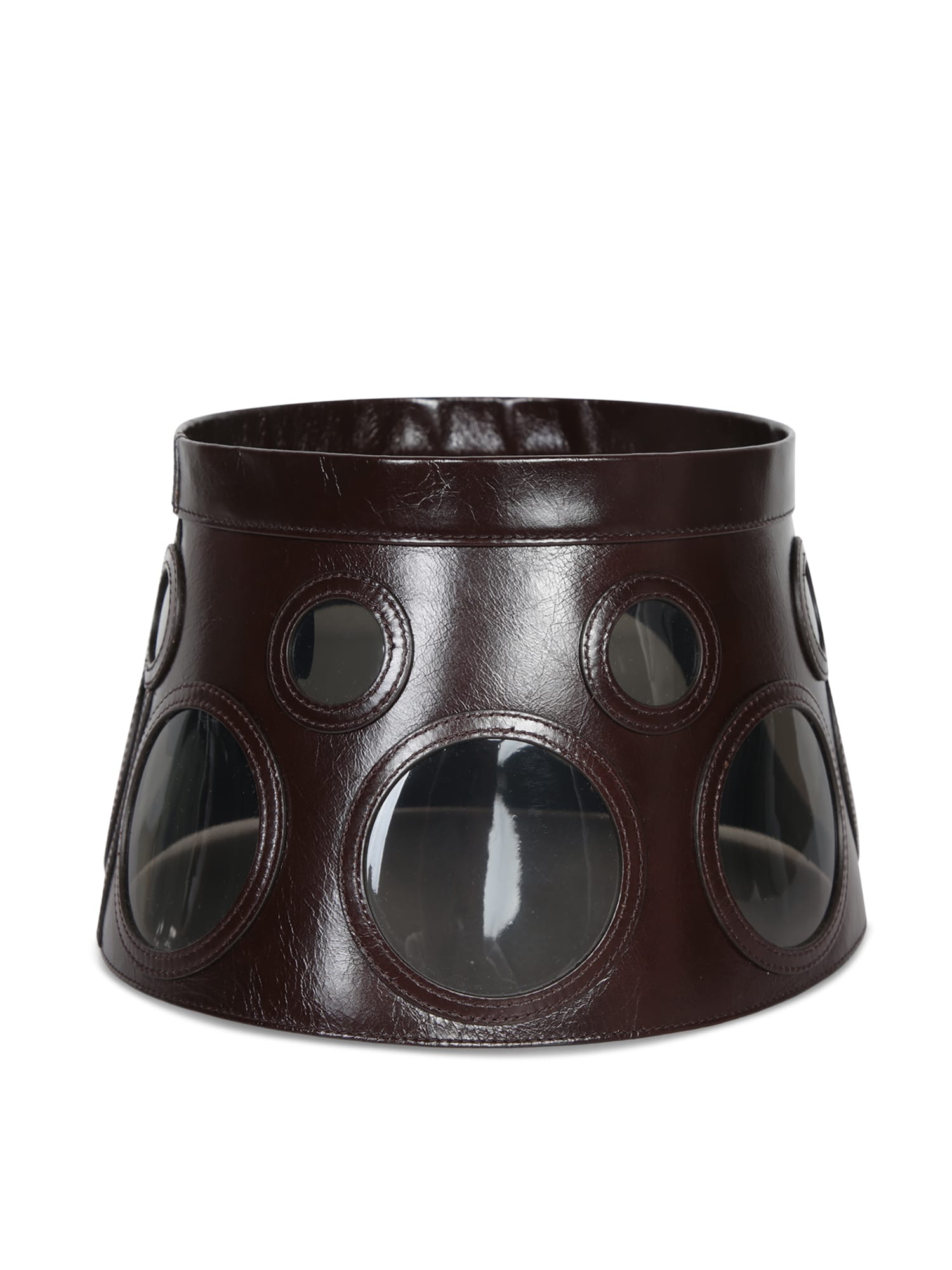 Prada Dark Brown Leather Hat In Brown