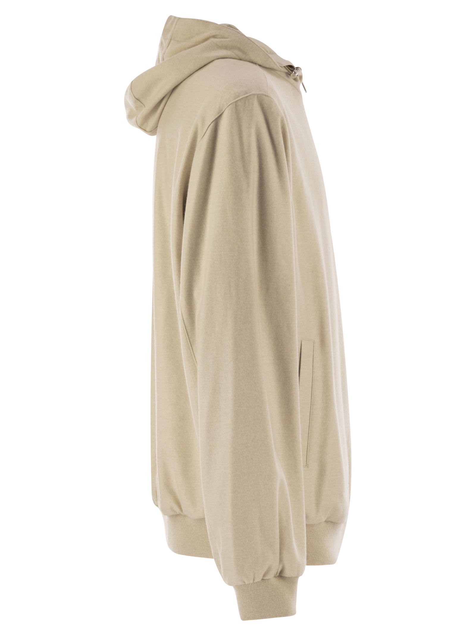 Fedeli Reversible Bomber Jacket With Hood In Cashmere Flannel And Airstop In Multi