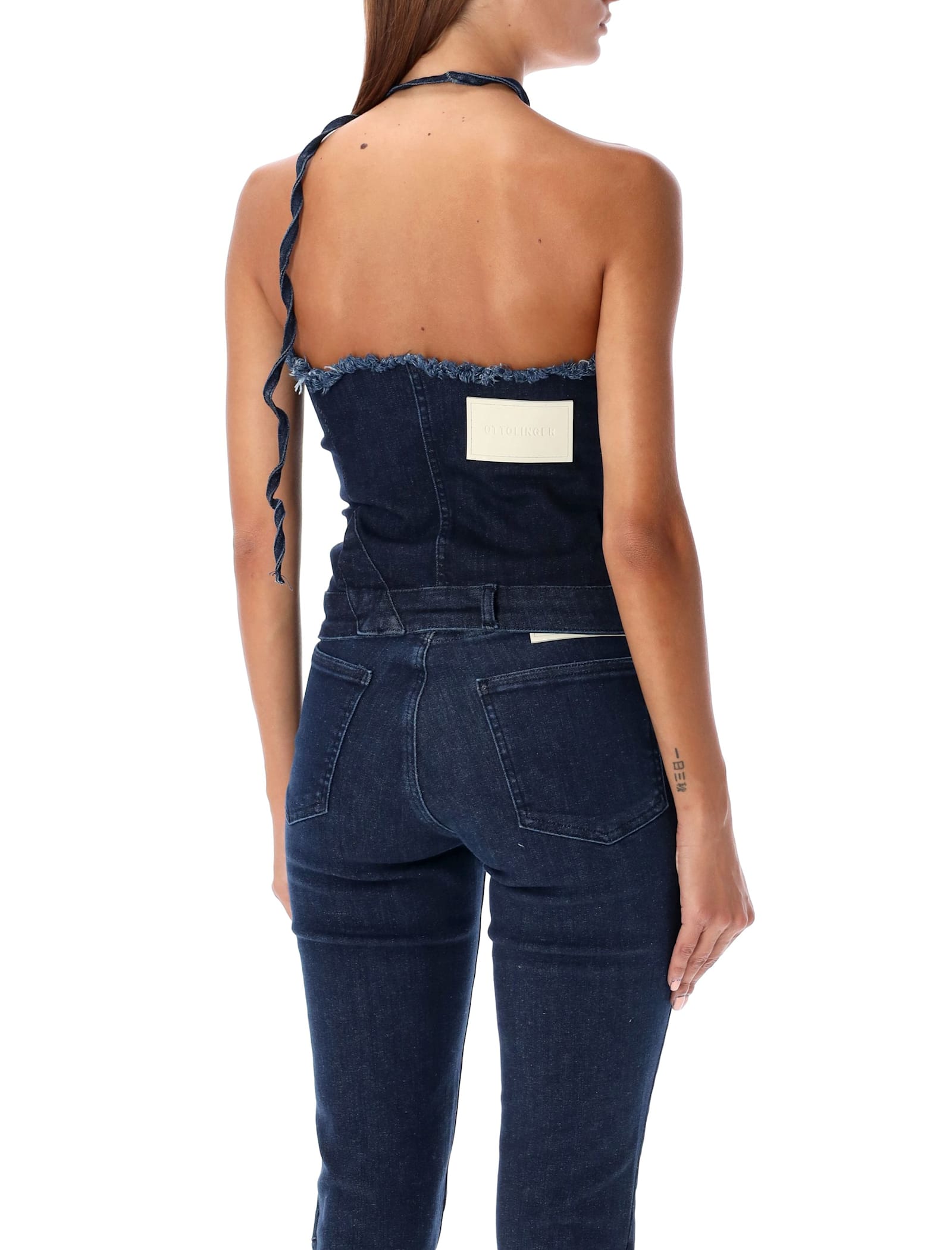 Shop Ottolinger Denim Tube Top In Raw Blue