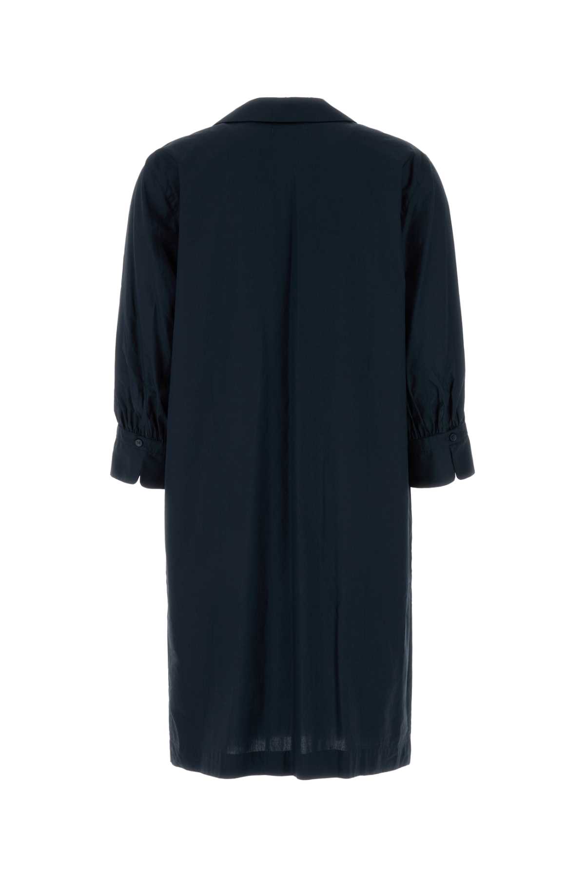 Woolrich Poplin Dress With 3/4 Sleeves And Collar In Blu