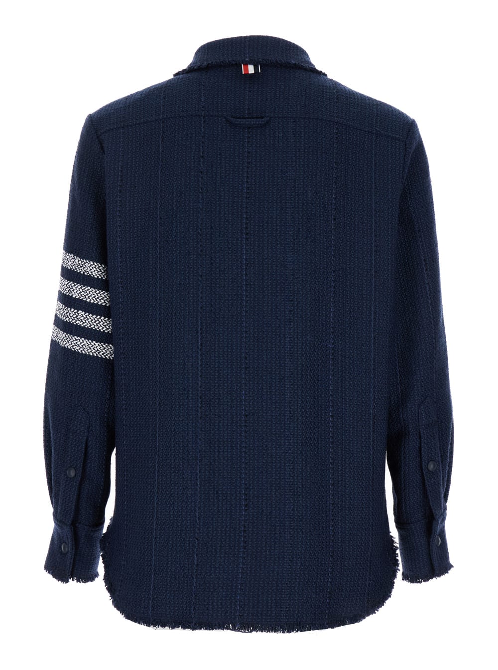 Thom Browne Navy Blue Shirt With Contrasting 4-bar Detail In Blu