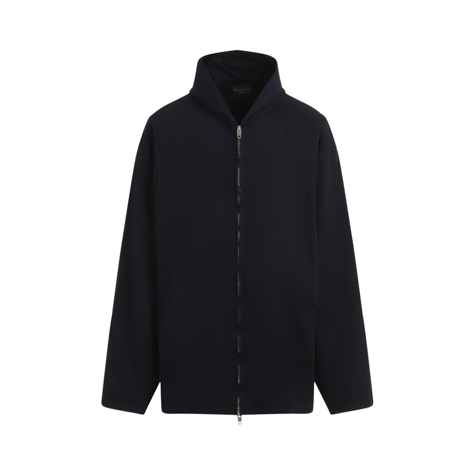 Shop Balenciaga Hooded Zip Up In Ink