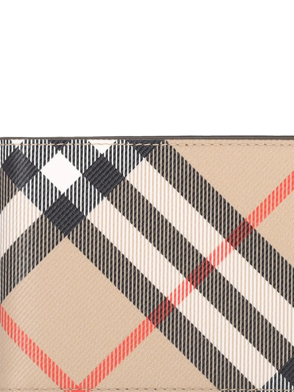 Shop Burberry Check Bifold Wallet In Beige