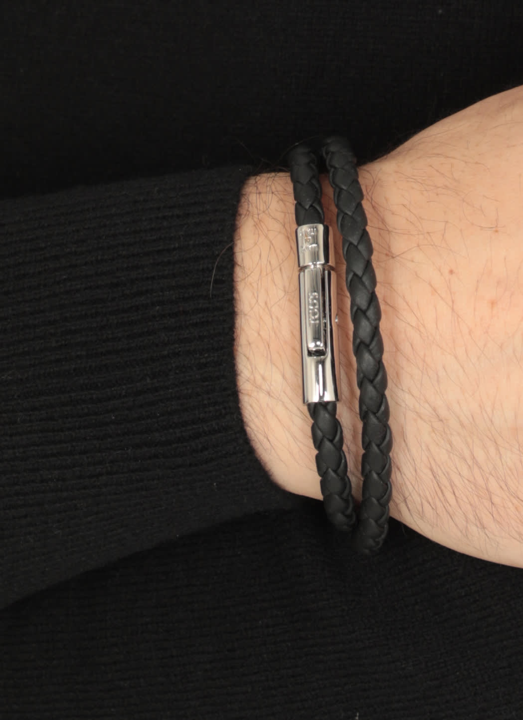 Shop Tod's Mycolors Leather Bracelet In Black