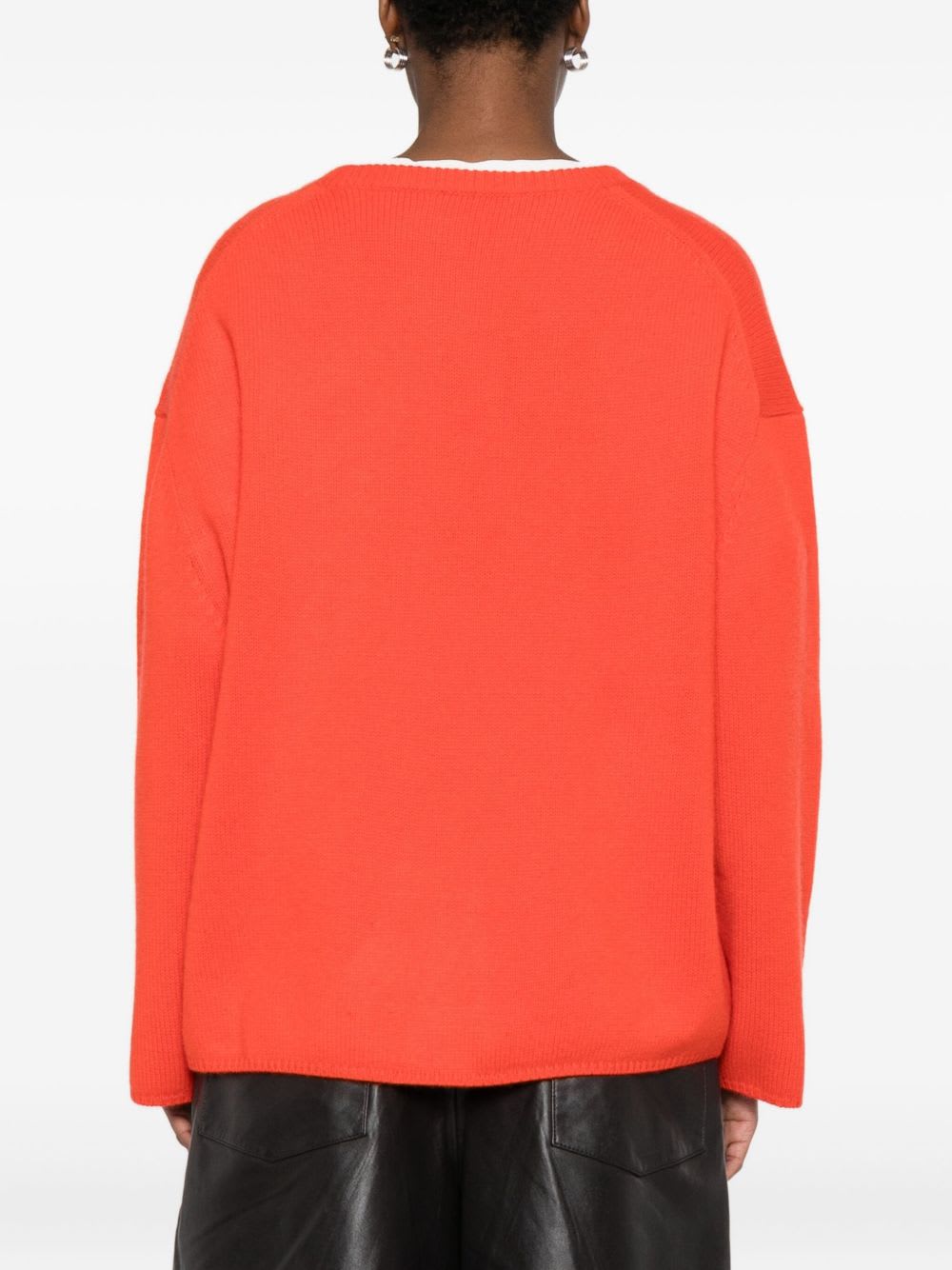 Goat Soft Wool Crewneck Sweater Coral Color In Orange